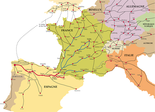 Les chemins de St Jacques en Europe